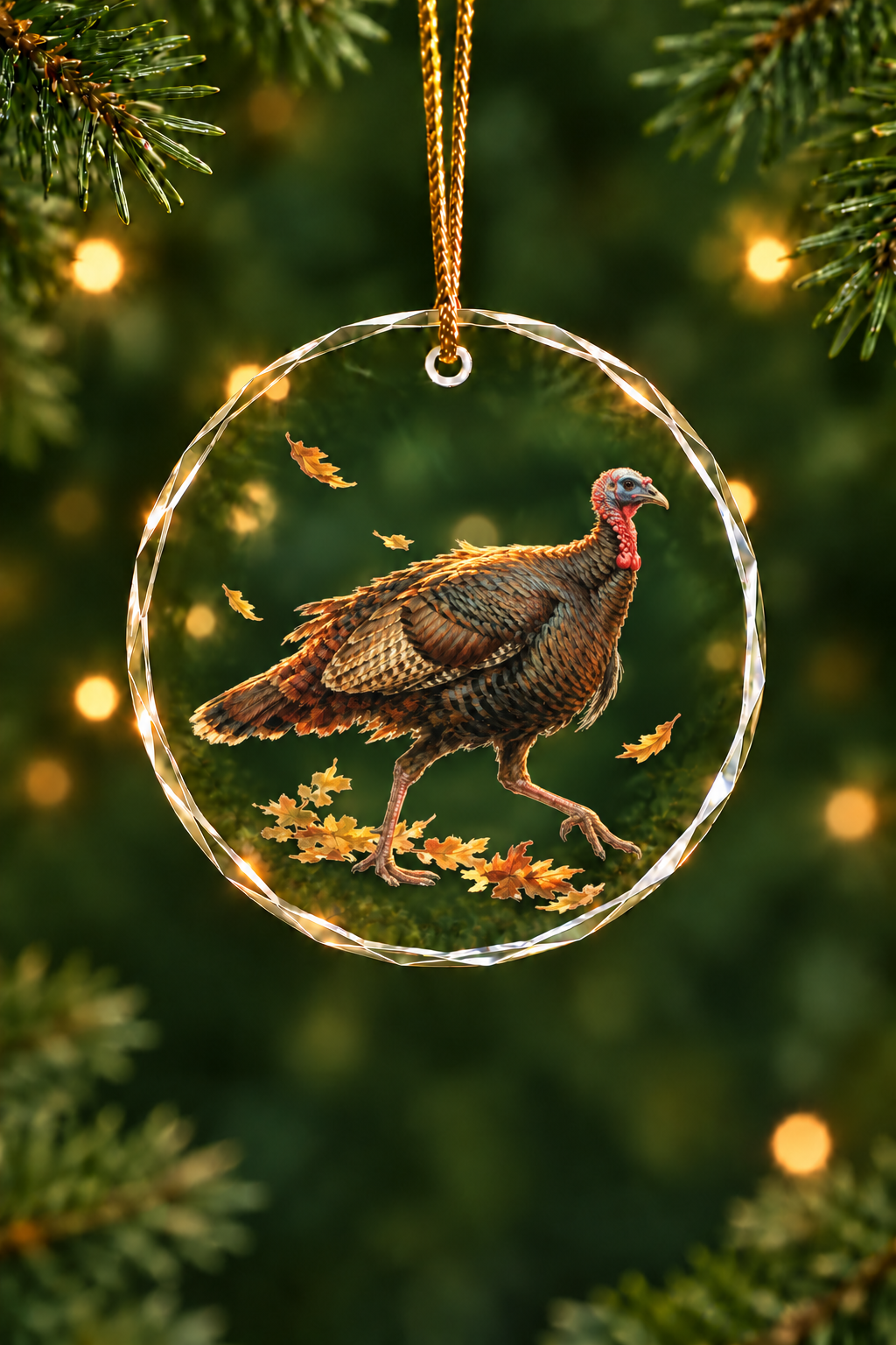 Autumn Wind Wild Turkey - Glass Ornament image 1