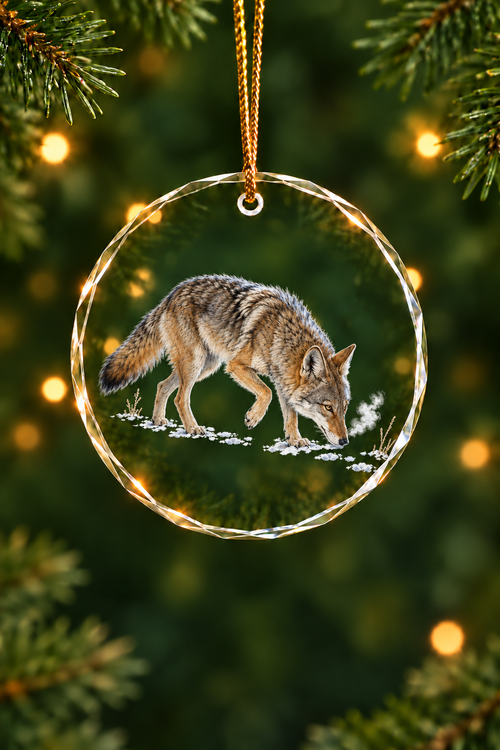 Snow Tracker Coyote - Glass Ornament image 1