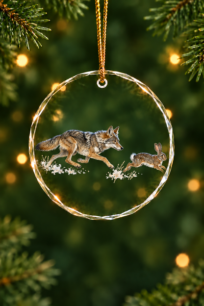 Prairie Chase Coyote - Glass Ornament image 1