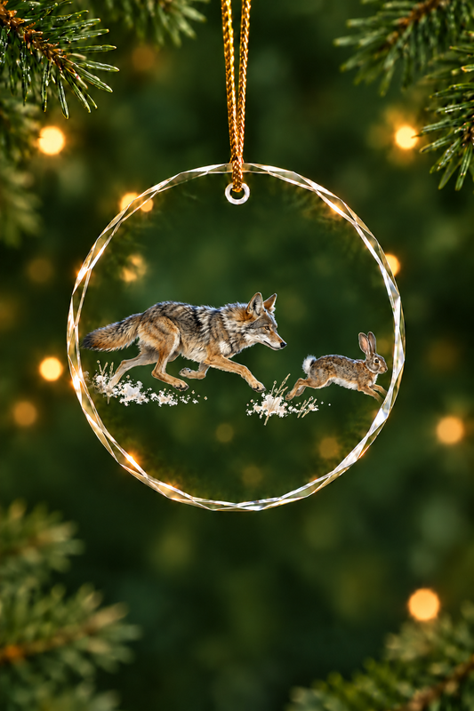Prairie Chase Coyote - Glass Ornament image 1
