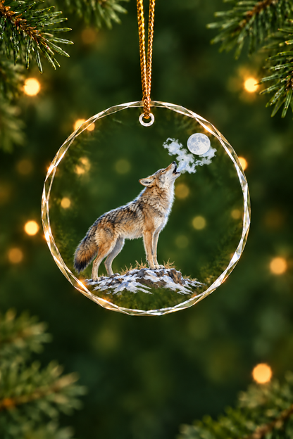 Full Moon Howl Coyote - Glass Ornament image 1