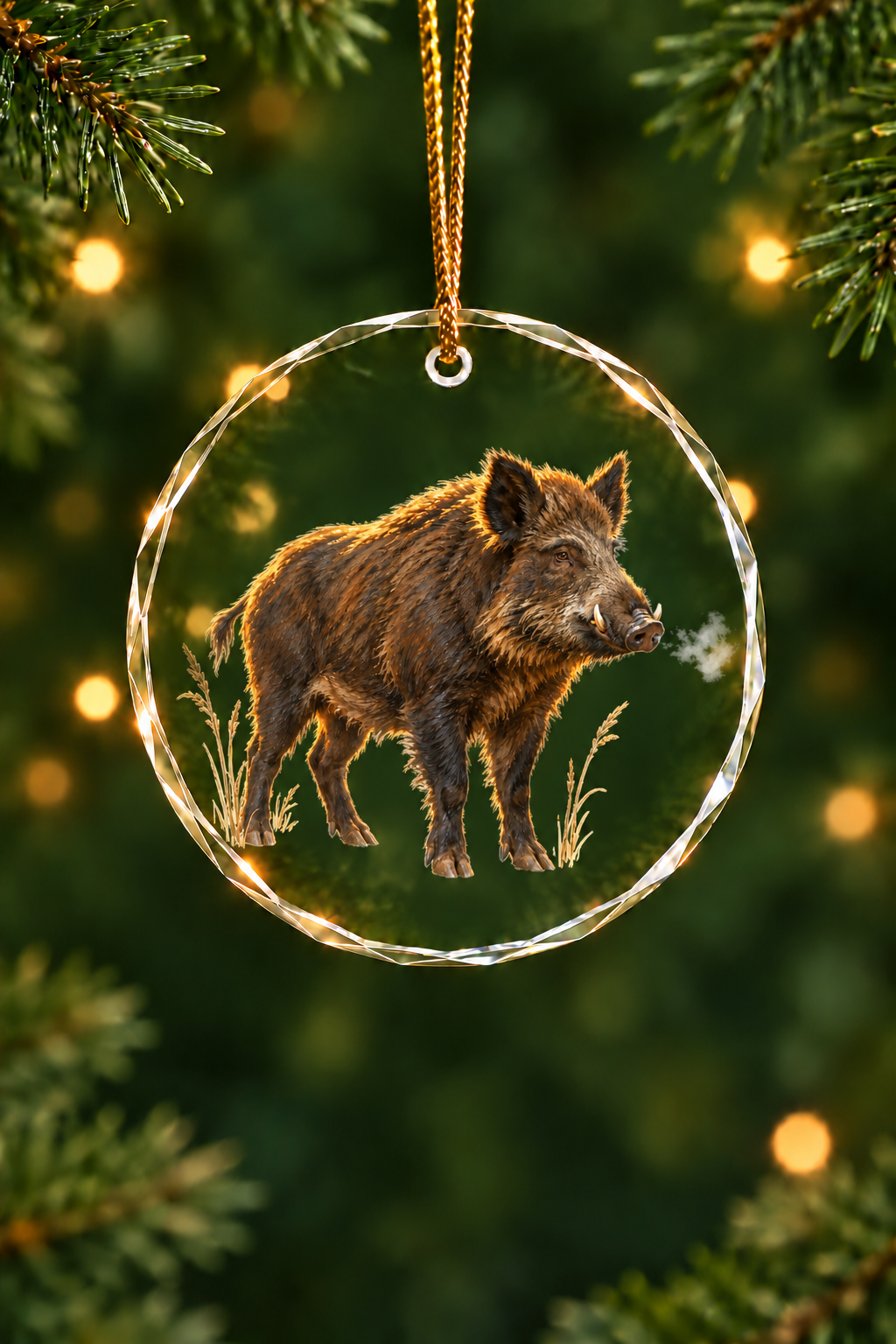 Dawn Breath Wild Boar - Glass Ornament image 1