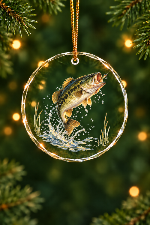 Sunrise Leap Largemouth Bass - Glass Ornament image 1