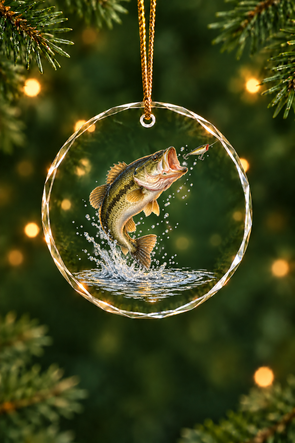 Topwater Strike Largemouth Bass - Glass Ornament image 1
