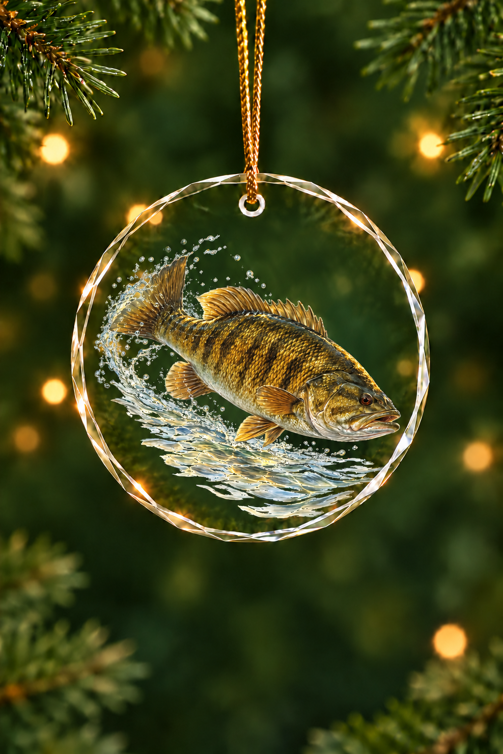 Clear Stream Smallmouth Bass - Glass Ornament image 1