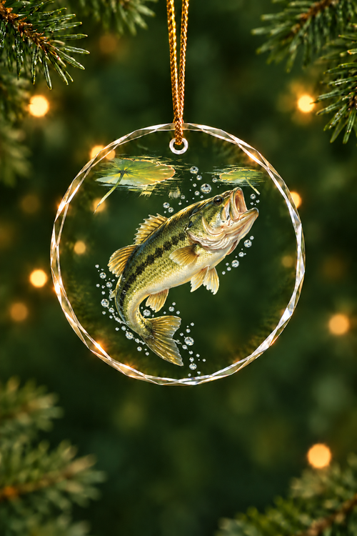 Lily Pad Largemouth Bass - Glass Ornament image 1