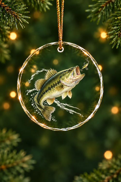Green Water Largemouth Bass - Glass Ornament image 1
