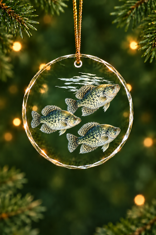 Schooling Black Crappie Trio - Glass Ornament image 1