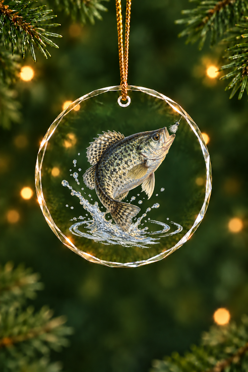 Jig Strike Black Crappie - Glass Ornament image 1
