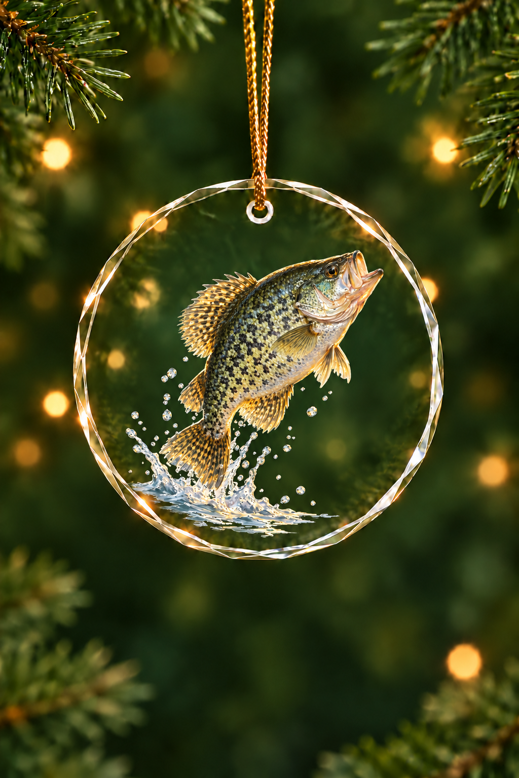 Sunset Leap Black Crappie - Glass Ornament image 1