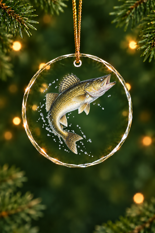 Dawn Leap Walleye - Glass Ornament image 1