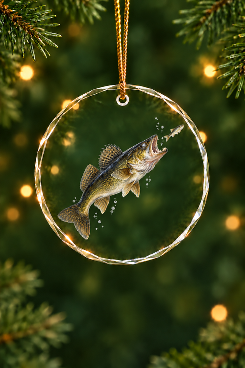Crankbait Strike Walleye - Glass Ornament image 1