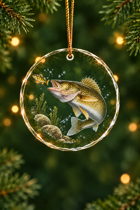 Perch Ambush Walleye - Glass Ornament image 1