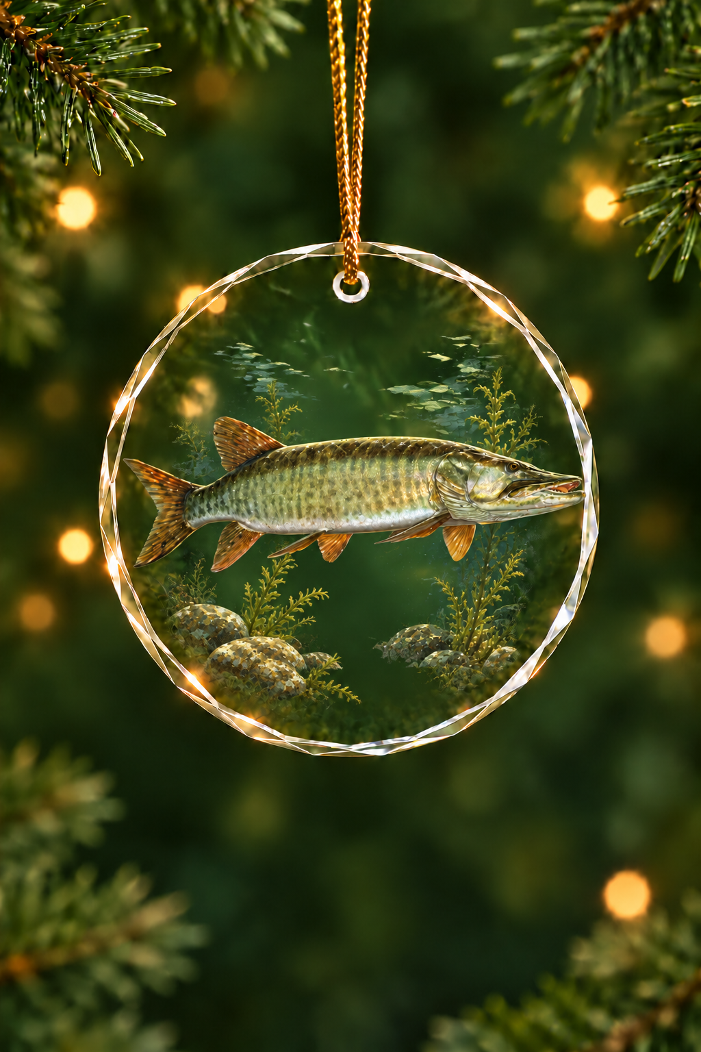 Shadow Cruise Muskie - Glass Ornament image 1