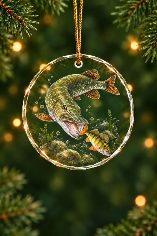Perch Strike Northern Pike - Glass Ornament image 1