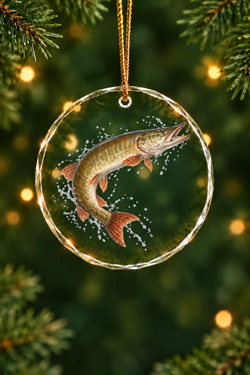 Tail Walk Muskie - Glass Ornament image 1