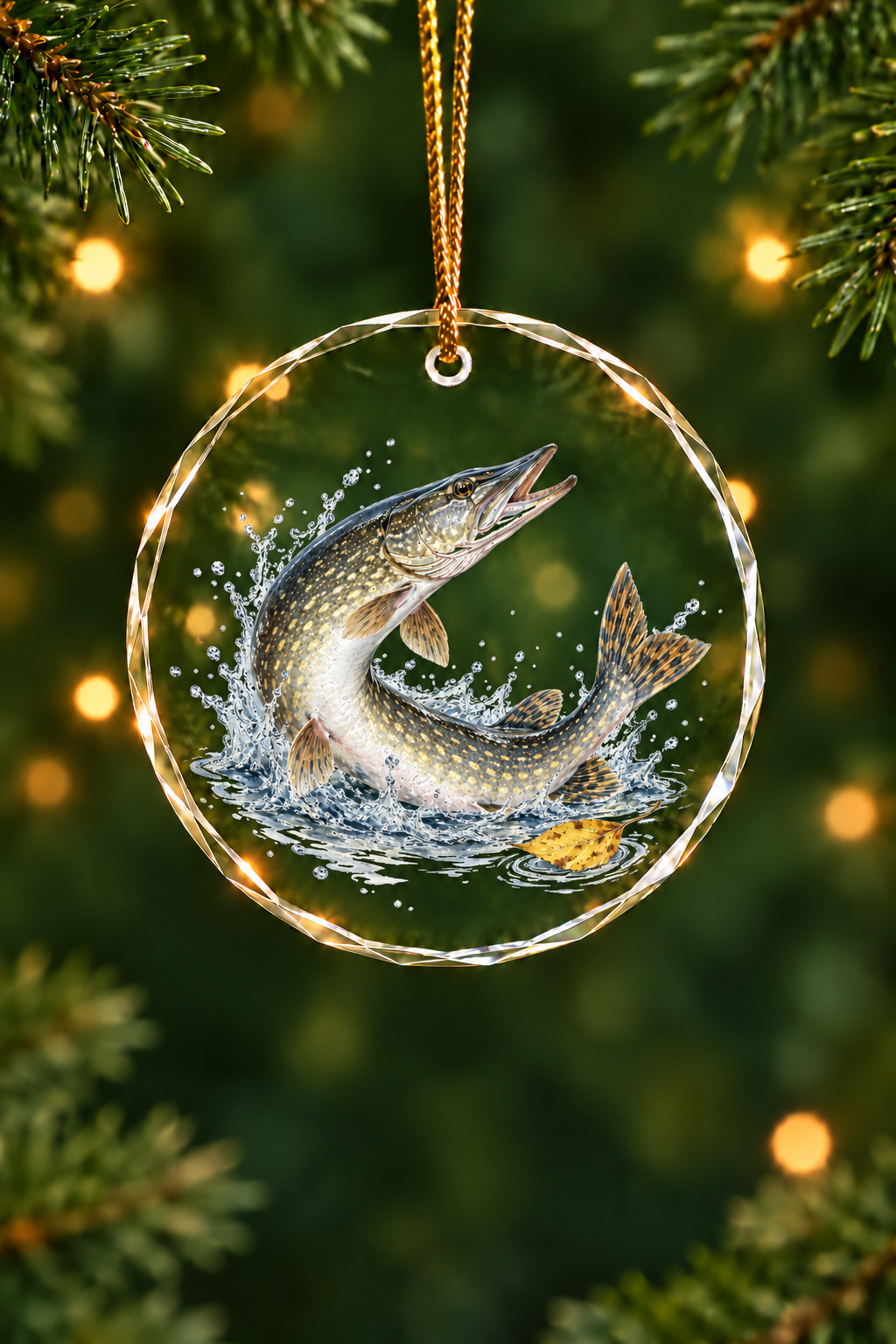 Splash Attack Northern Pike - Glass Ornament image 1