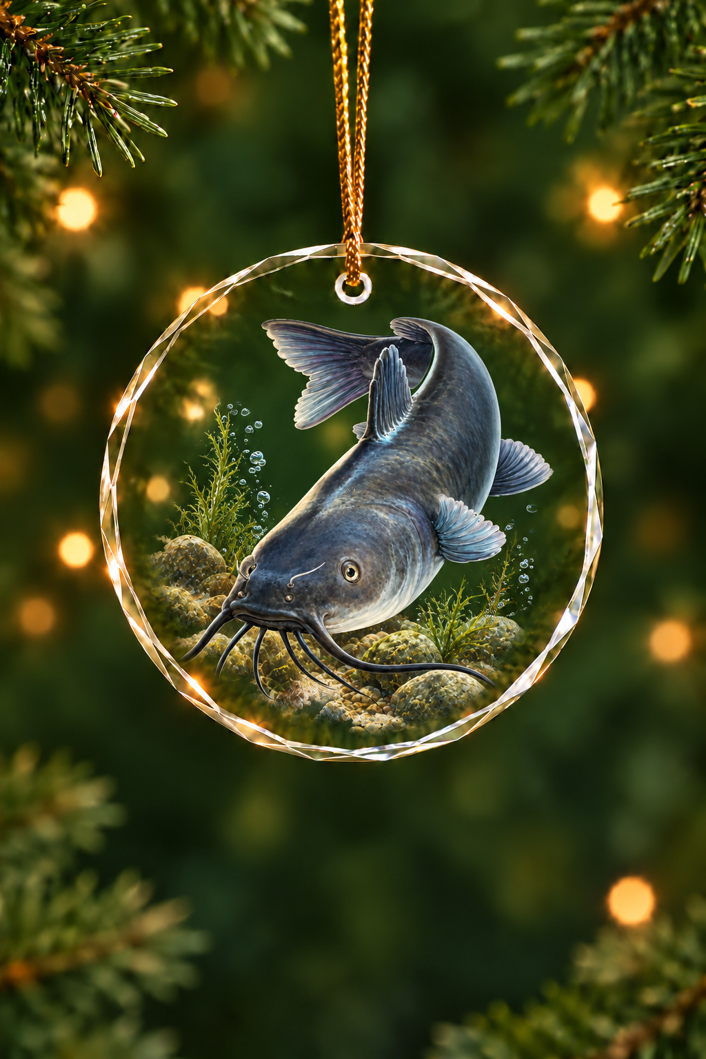Riverbed Blue Catfish - Glass Ornament image 1