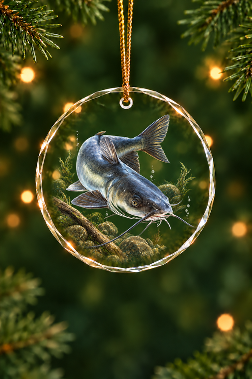 Snag Log Blue Catfish - Glass Ornament image 1