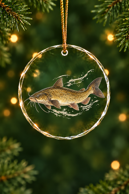 Current Run Channel Catfish - Glass Ornament image 1