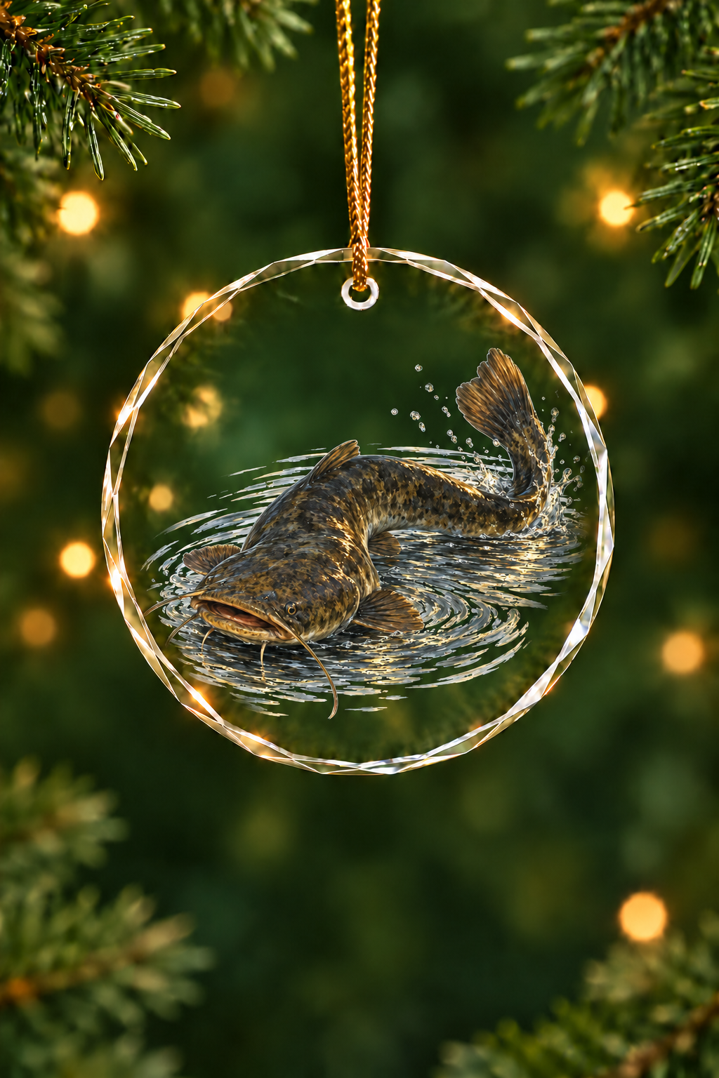 Surface Roll Flathead Catfish - Glass Ornament image 1