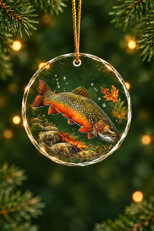 Autumn Glow Brook Trout - Glass Ornament image 1