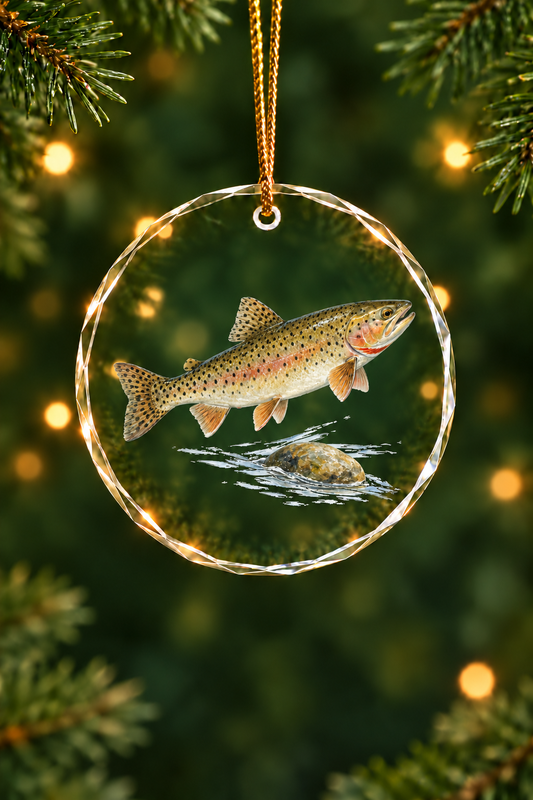 Riffle Rock Cutthroat Trout - Glass Ornament image 1