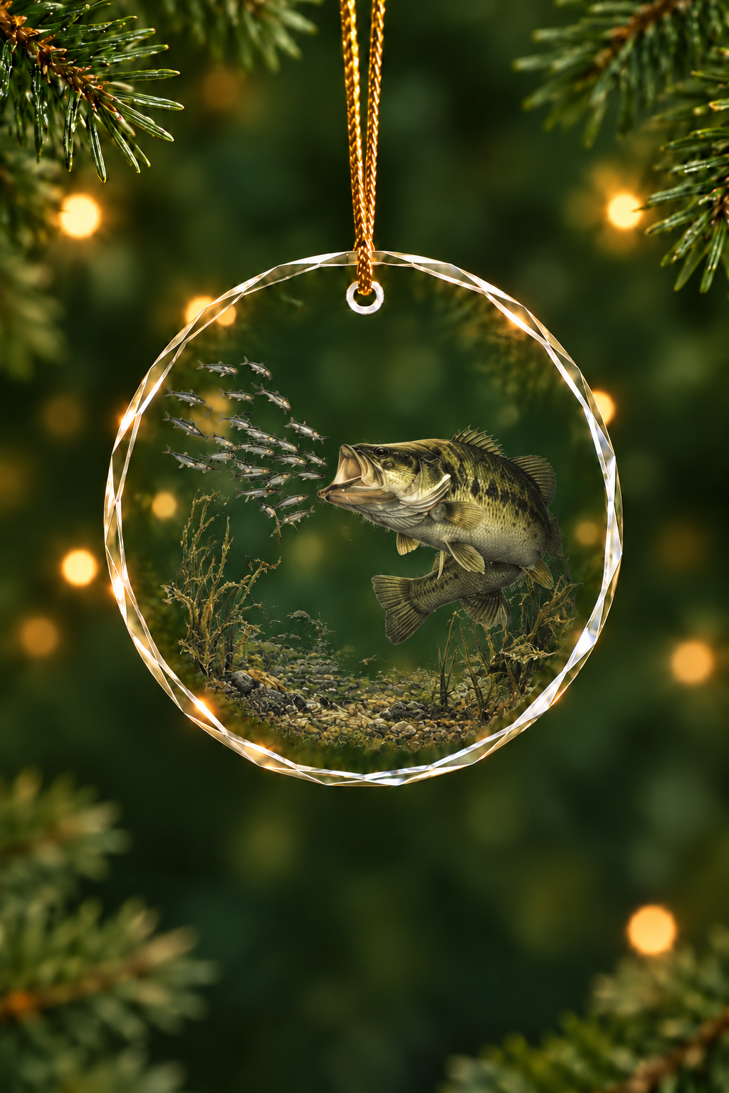 Timber Bass Strike - Glass Ornament image 1