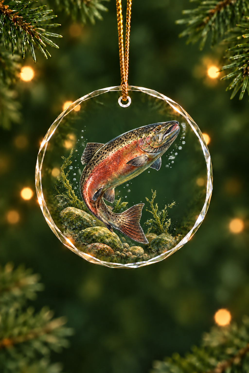 Redband Leap Rainbow Trout - Glass Ornament image 1