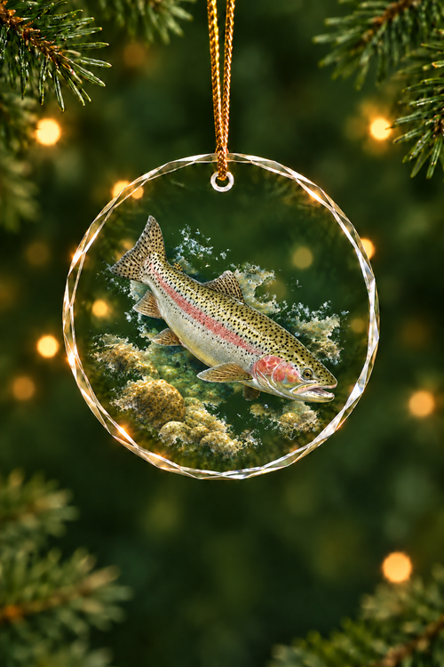 Gravel Bed Rainbow Trout - Glass Ornament image 1