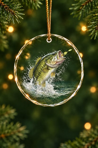 Midnight Bass Strike - Glass Ornament image 1