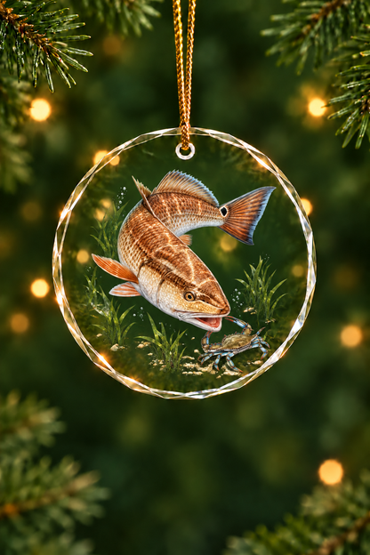 Crab Hunt Redfish - Glass Ornament image 1