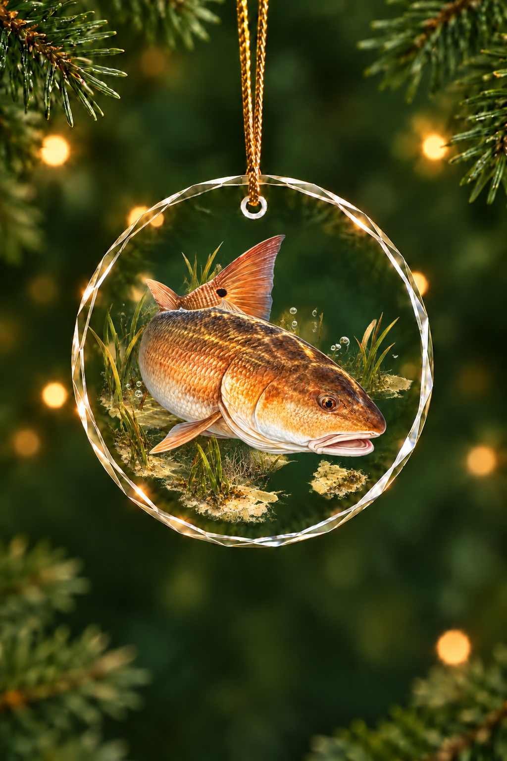 Marsh Dusk Redfish - Glass Ornament image 1
