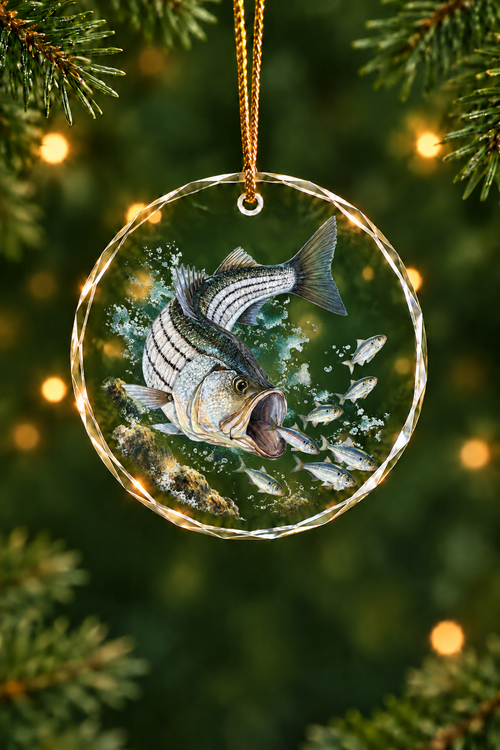 Surf Blitz Striped Bass - Glass Ornament image 1