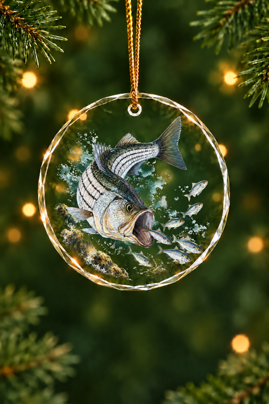 Surf Blitz Striped Bass - Glass Ornament image 1