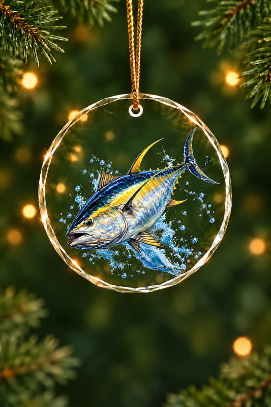 Wave Breaker Yellowfin Tuna - Glass Ornament image 1