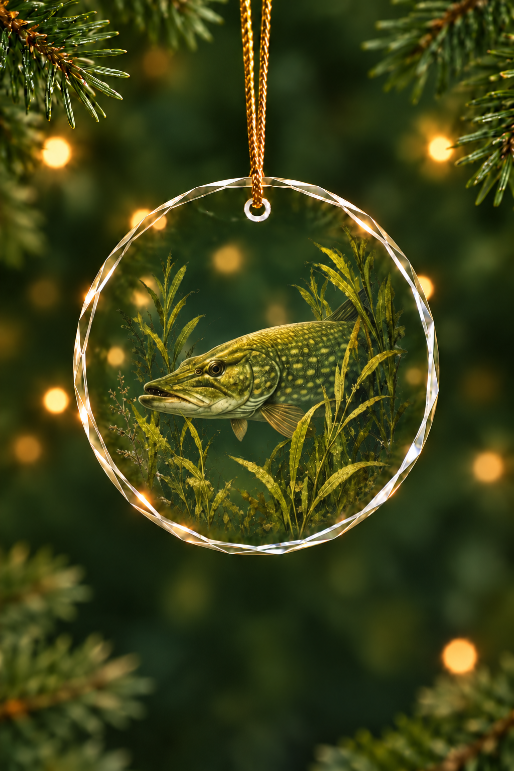 Marsh Pike Ambush - Glass Ornament image 1