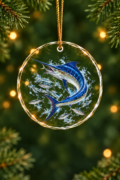 Baitball Blue Marlin - Glass Ornament image 1