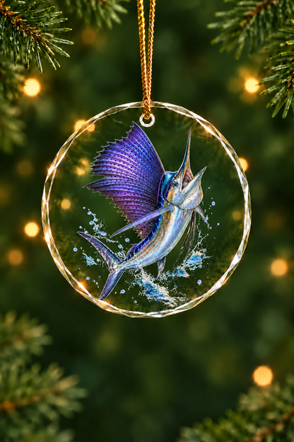 Golden Leap Sailfish - Glass Ornament image 1