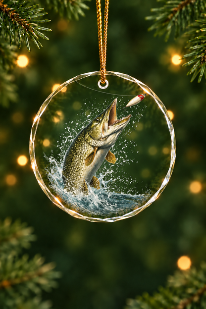 Backwater Pike Ambush - Glass Ornament image 1