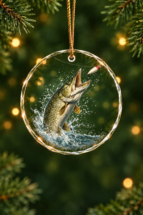 Backwater Pike Ambush - Glass Ornament image 1