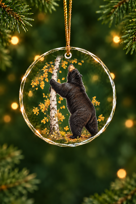 Aspen Climb Black Bear - Glass Ornament image 1