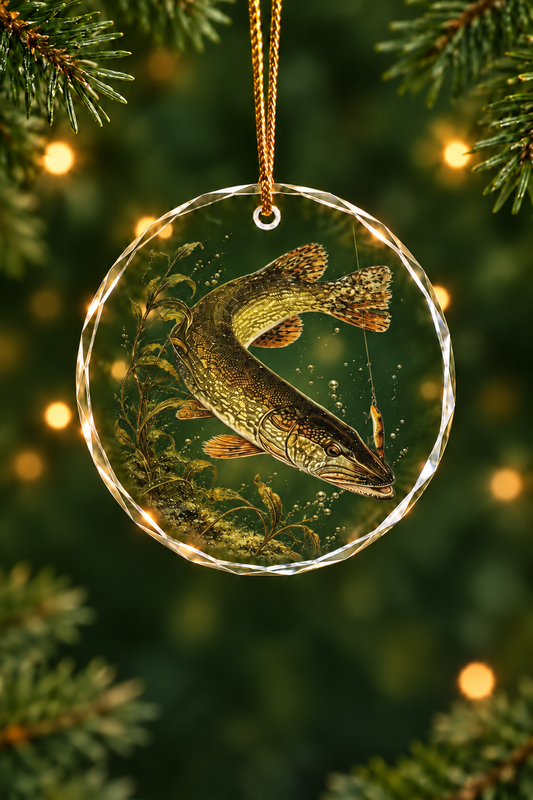 Hardwater Pike Haul - Glass Ornament image 1