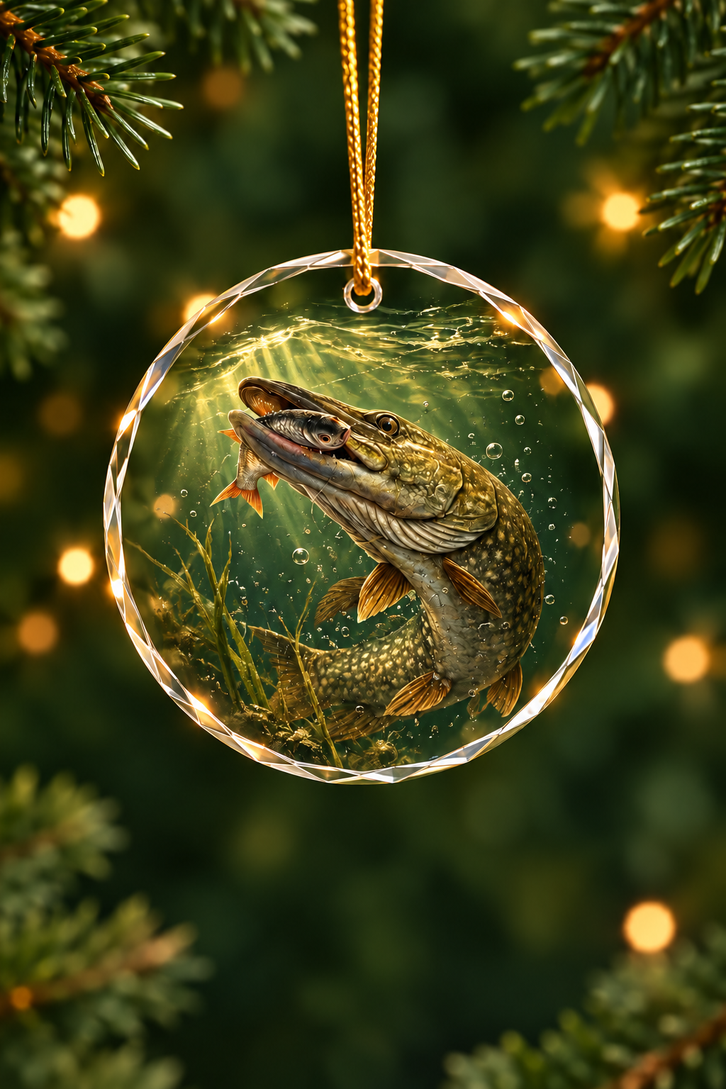 Roughwater Pike Feed - Glass Ornament image 1
