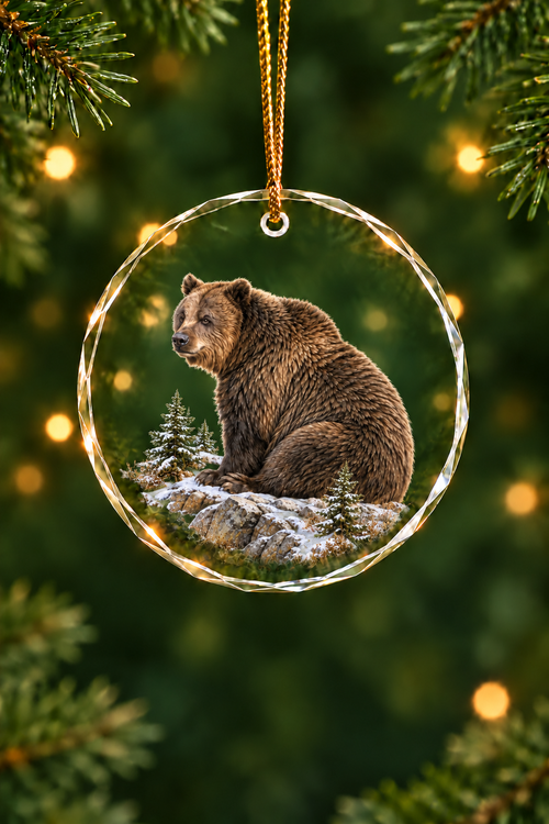 First Snow Grizzly - Glass Ornament image 1