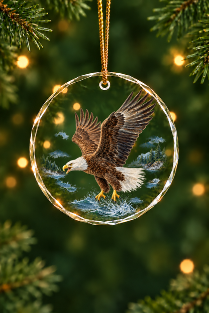 Lake Strike Bald Eagle - Glass Ornament image 1