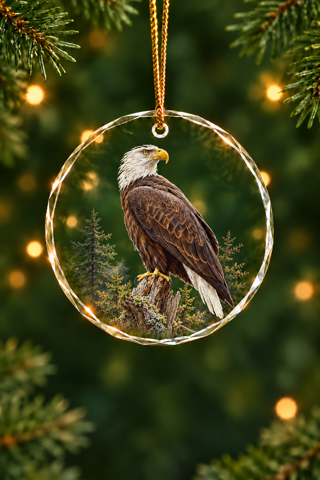 Foggy Snag Bald Eagle - Glass Ornament image 1