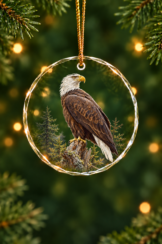 Foggy Snag Bald Eagle - Glass Ornament image 1