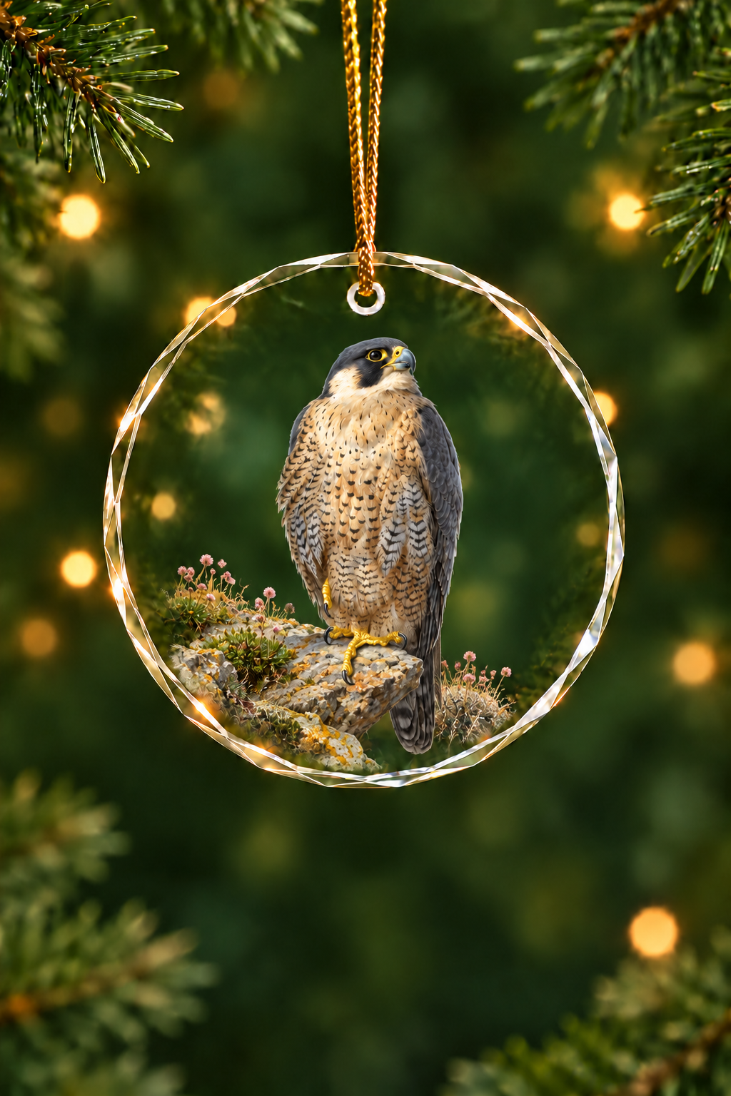 Sea Cliff Peregrine Falcon - Glass Ornament image 1
