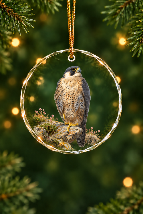 Sea Cliff Peregrine Falcon - Glass Ornament image 1